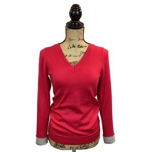 Banana Republic Merino Wool Sweater VNeck Red